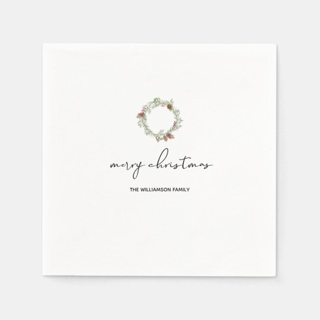 Minimalist Christmas Merry Christmas Family Napkin (Front)