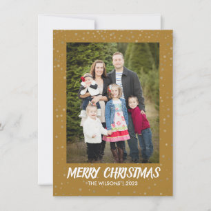 Minimalist Christmas   Modern Elegant Gold Photo Holiday Card