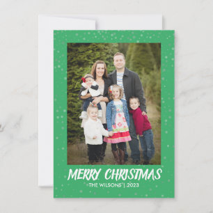 Minimalist Christmas   Modern Elegant Green Photo Holiday Card