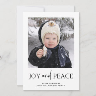 Minimalist Christmas   One Photo Joy and Peace Holiday Card