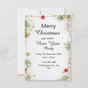 Minimalist Christmas Party and Happy New Year Invitation