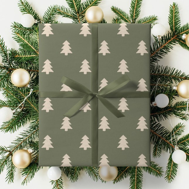 Minimalist Christmas Pine Tree Neutral Boho Winter Wrapping Paper (Creator Uploaded)
