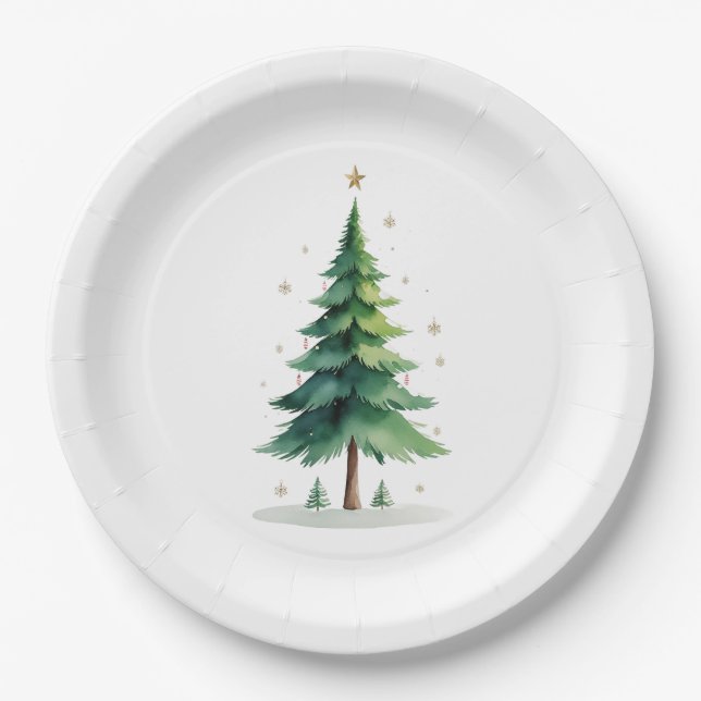 Minimalist Christmas Pine Tree Plate – Holiday Din (Front)