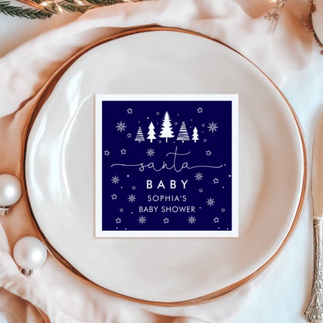 Minimalist Christmas Santa Baby Shower Napkins (Creator Uploaded)