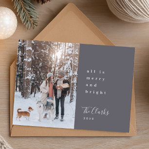 Minimalist Christmas   Scandi Slate Grey Photo Holiday Card