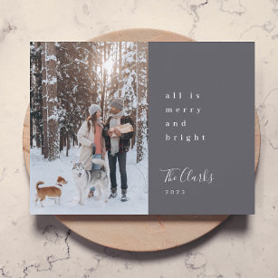 Minimalist Christmas   Scandi Slate Grey Photo Holiday Card