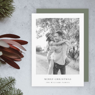 Minimalist Christmas Simple Black and White Photo Holiday Card