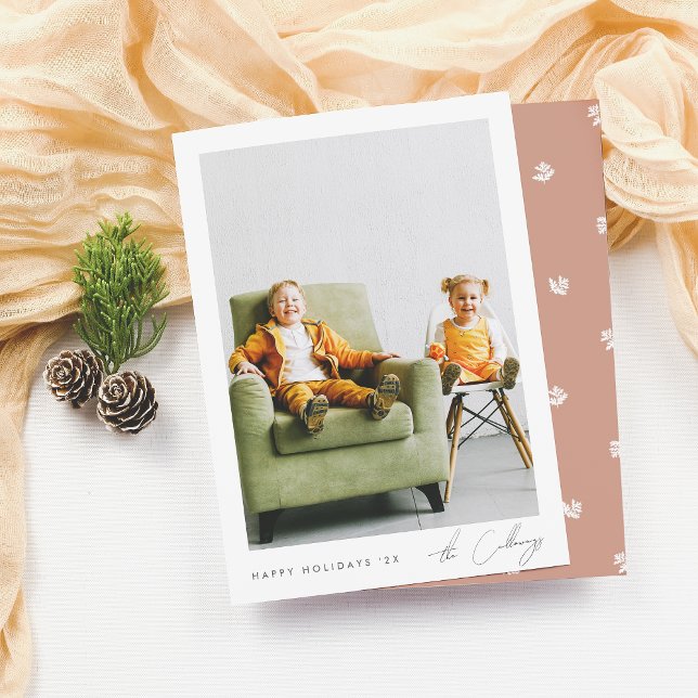 Minimalist Christmas | Simple Script Photo Holiday Card (Card Front & Back Mock-up)