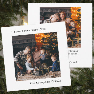 Minimalist Christmas Then There Were Five Family Holiday Card