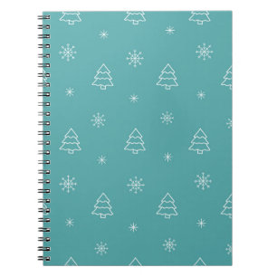 Minimalist Christmas Tree and Snowflake Pattern Notebook