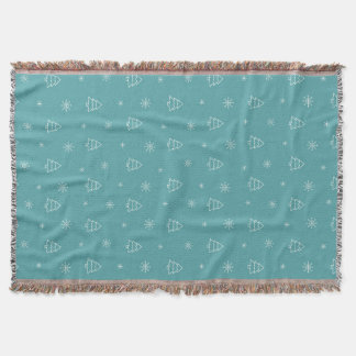 Minimalist Christmas Tree and Snowflake Pattern Throw Blanket