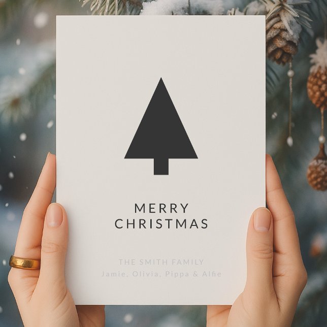 Minimalist Christmas Tree | Black and White Simple Holiday Card (Creator Uploaded)