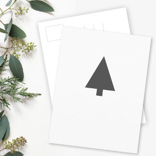 Minimalist Christmas Tree   Black and White Simple Postcard