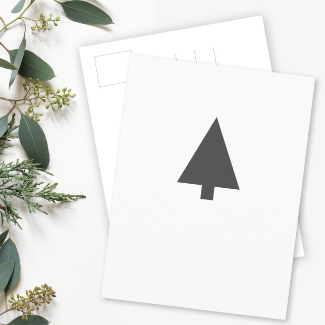 Minimalist Christmas Tree | Black and White Simple Postcard (Creator Uploaded)