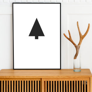 Minimalist Christmas Tree   Black and White Simple Poster