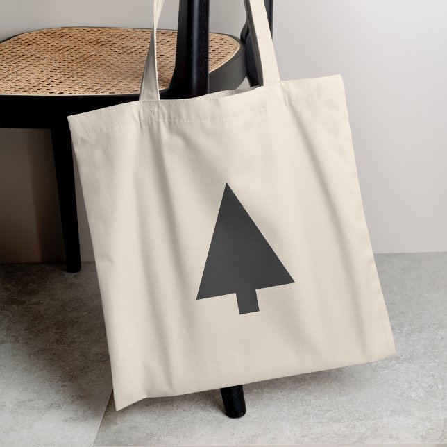 Minimalist Christmas Tree | Black and White Simple Tote Bag (Creator Uploaded)