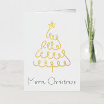 Minimalist Christmas Tree Card in Gold