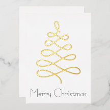 Minimalist Christmas Tree Christmas Card in Gold