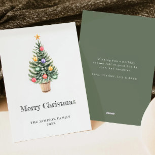 Minimalist Christmas Tree Family Name Year Holiday Card