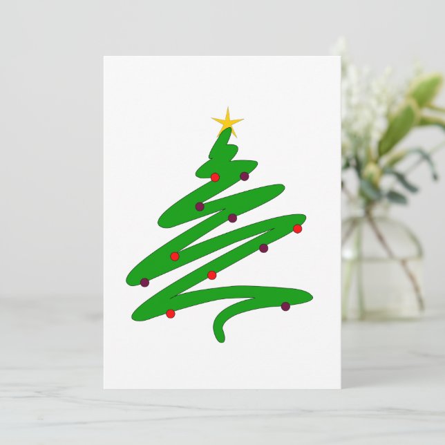 Minimalist Christmas Tree Flat Holiday Card (Standing Front)