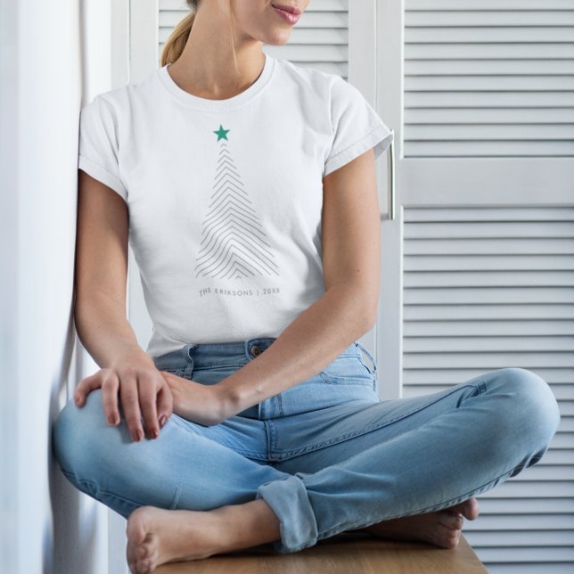 Minimalist Christmas Tree | Green Star Scandi T-Shirt (Creator Uploaded)