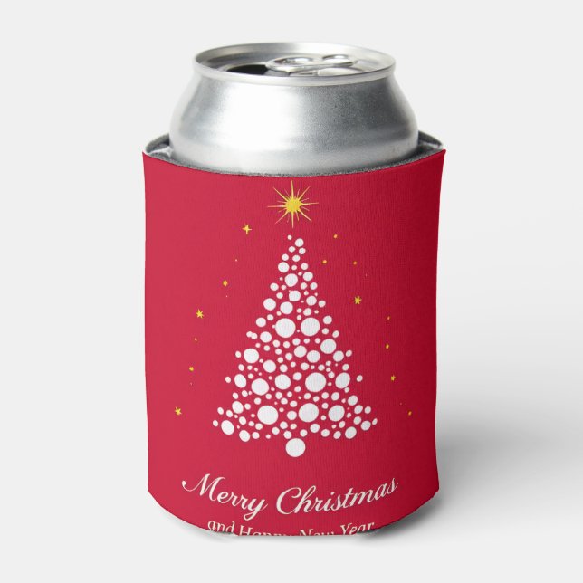 Minimalist Christmas Tree Illustration Can Cooler (Can Front)