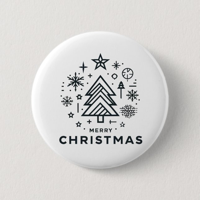 Minimalist Christmas Tree Merry Christmas Design 6 Cm Round Badge (Front)