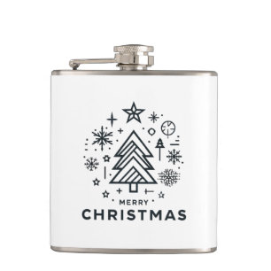 Minimalist Christmas Tree Merry Christmas Design Hip Flask
