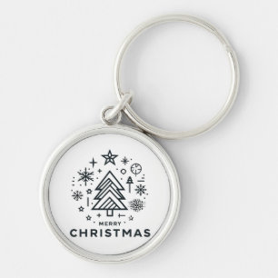 Minimalist Christmas Tree Merry Christmas Design Key Ring