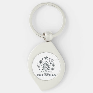 Minimalist Christmas Tree Merry Christmas Design Key Ring
