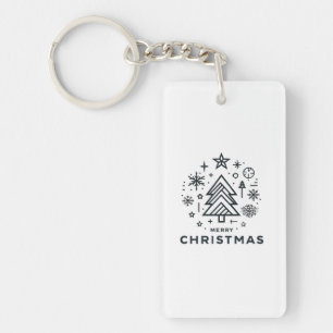 Minimalist Christmas Tree Merry Christmas Design Key Ring