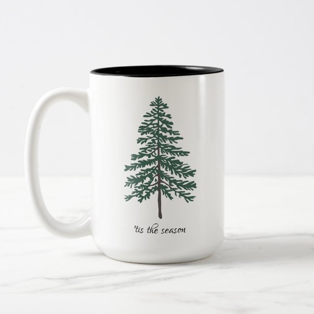 Minimalist Christmas Tree Mug – Customisable Text  (Left)
