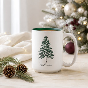 Minimalist Christmas Tree Mug – Customisable Text