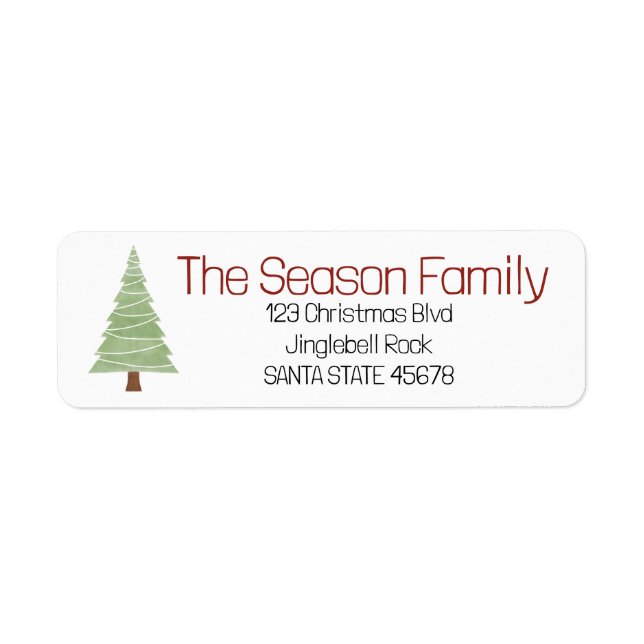 Minimalist Christmas Tree  Return Address Label (Front)