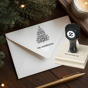Minimalist Christmas Tree Rubber Stamp
