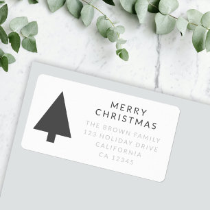 Minimalist Christmas Tree Simple Return Address Label