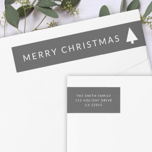 Minimalist Christmas Tree Simple Return Address Wrap Around Label