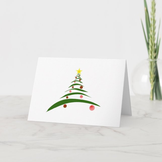 Minimalist Christmas Tree Sketch Holiday Card (Front)