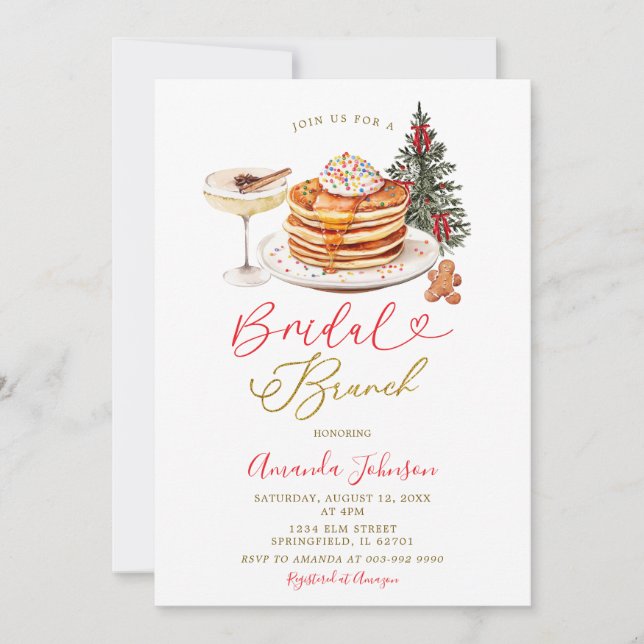 Minimalist Christmas Tree Winter Bridal Brunch Invitation (Front)