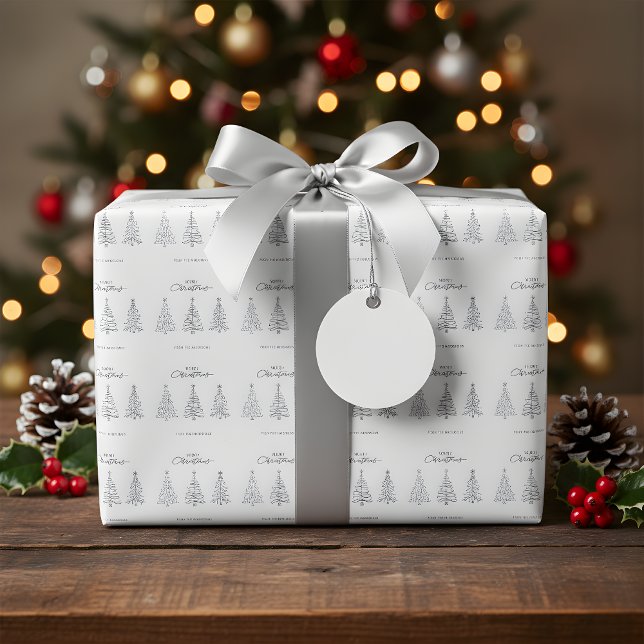 Minimalist Christmas Trees  Custom Name Wrapping Paper (Creator Uploaded)