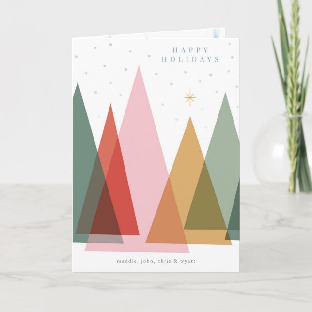 Minimalist Christmas Trees Holiday Card (Front)