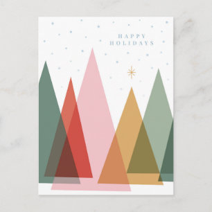 Minimalist Christmas Trees Holiday Postcard