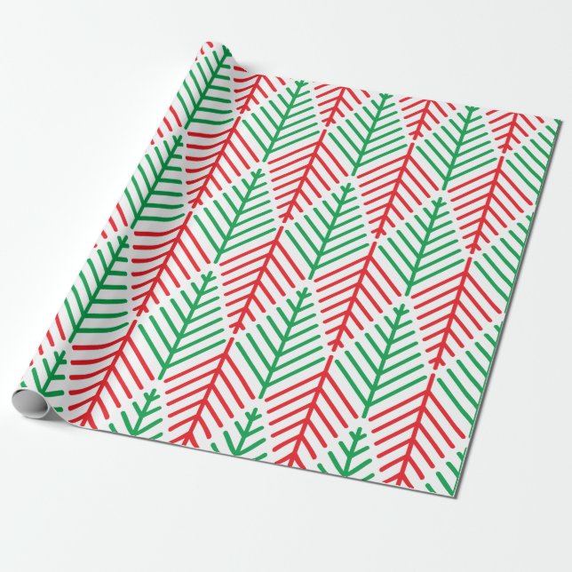 Minimalist Christmas Trees Wrapping Paper (Unrolled)
