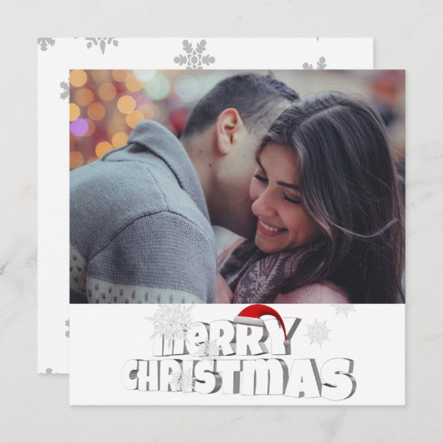 Minimalist Christmas Trendy Simple Photo Holiday Card (Front/Back)