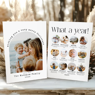 Minimalist Christmas What a Year Photo Collage Holiday Card