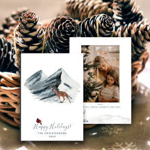 Minimalist Christmas Winter Mountain Scene Photo  Holiday Card