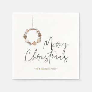 Minimalist Christmas Wreath Napkin