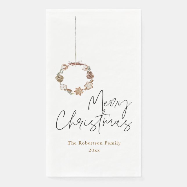 Minimalist Christmas Wreath Napkin (Front)