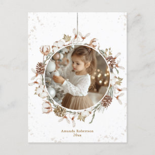Minimalist Christmas Wreath Photo postcard