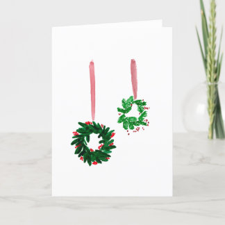 Minimalist Christmas wreath watercolor card